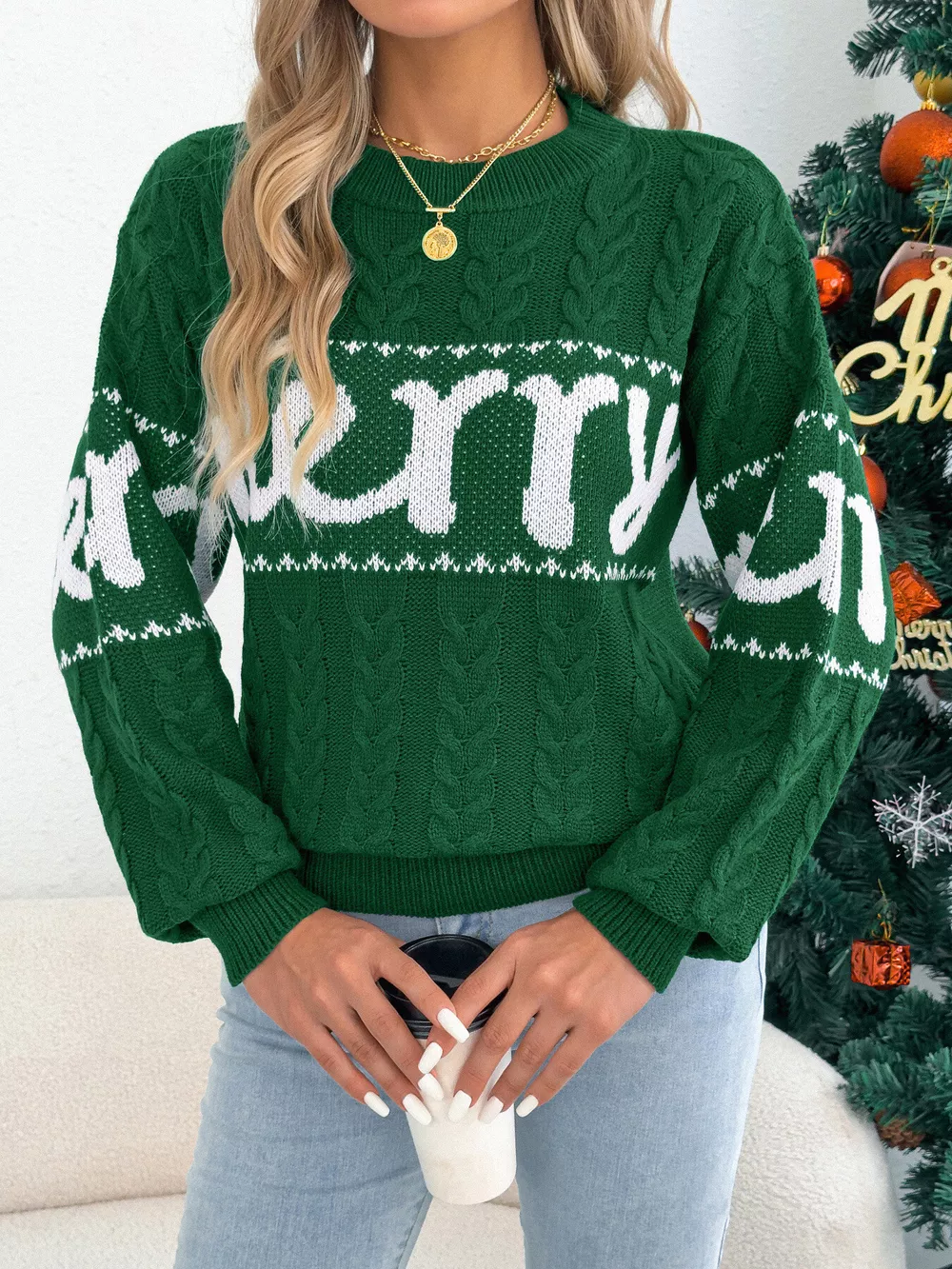 Merry Cable Knit Sweater, image 6