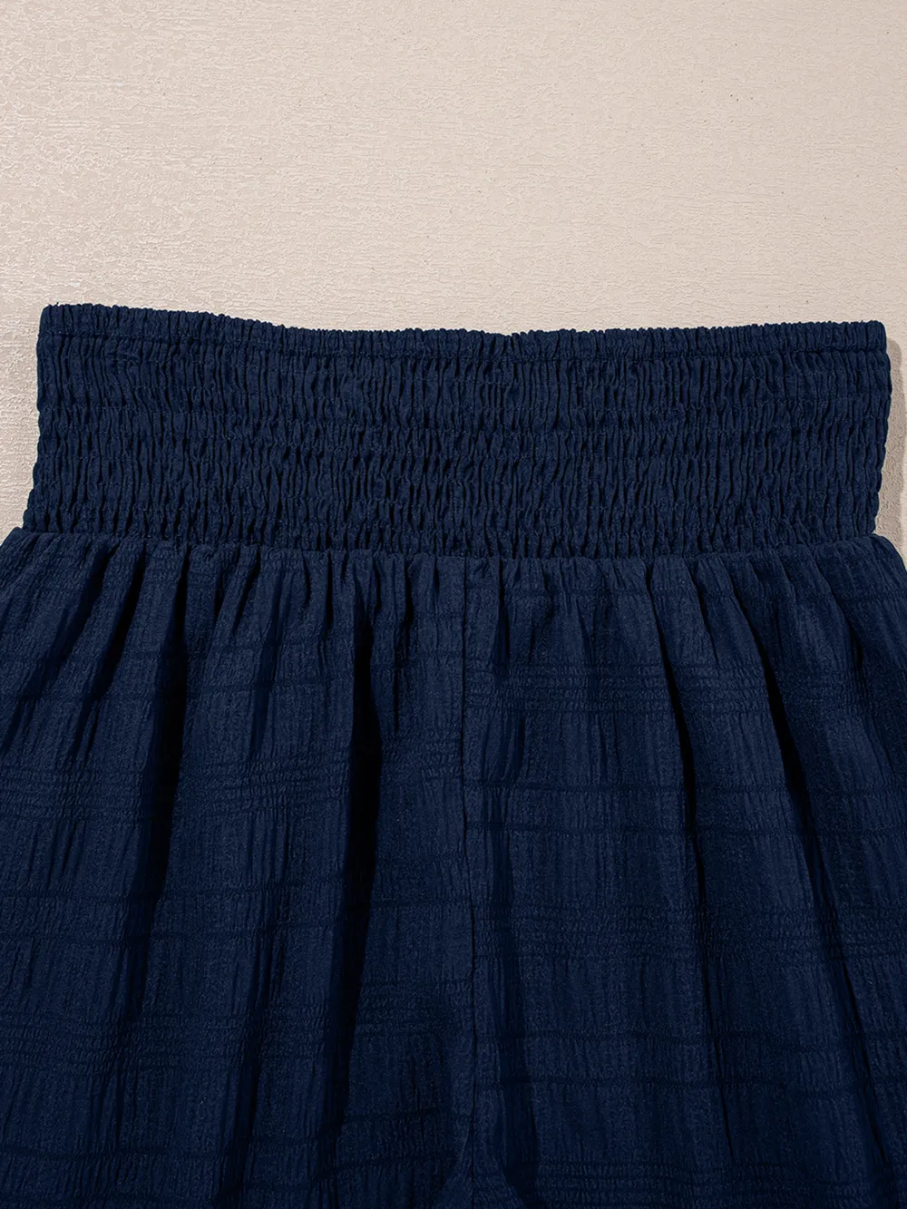 Textured Square Neck Top and Shirred High Waist Shorts Set, image 3