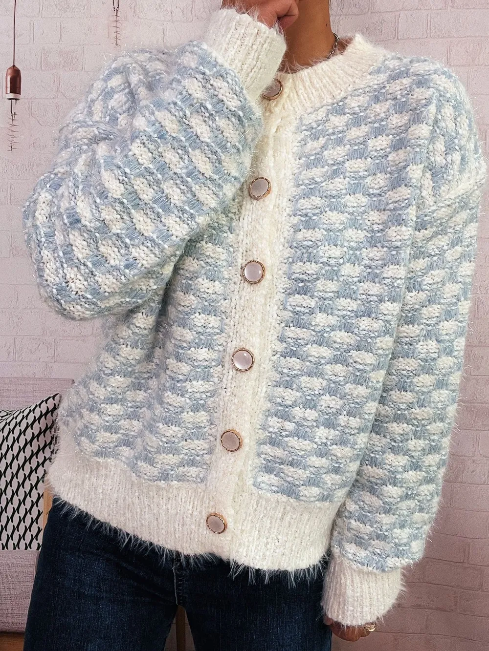 Fluffy Textured Button-Up Cardigan, image 13