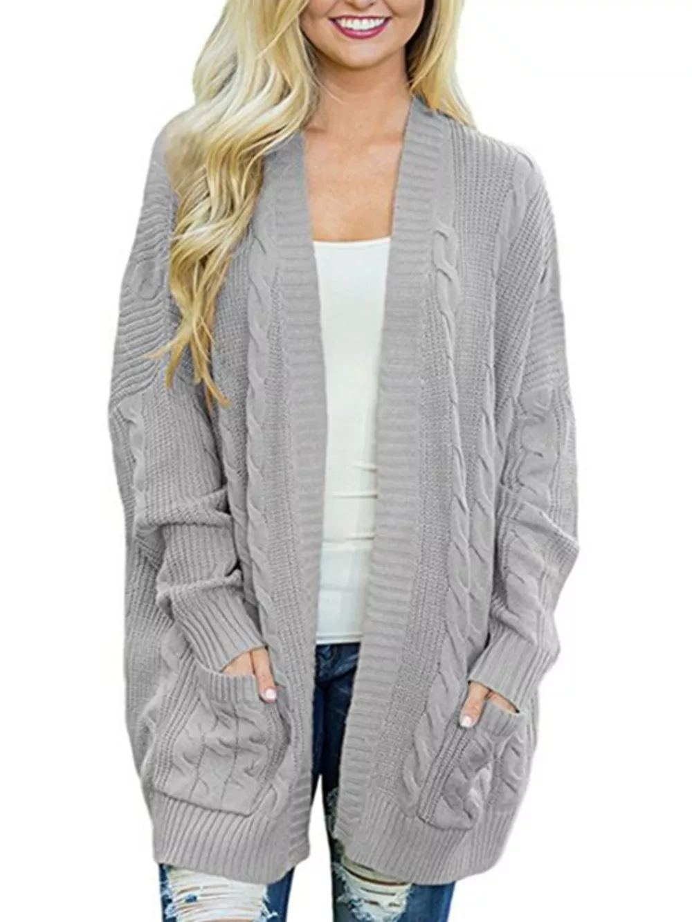 Chunky Knit Open Front Cardigan, image 12