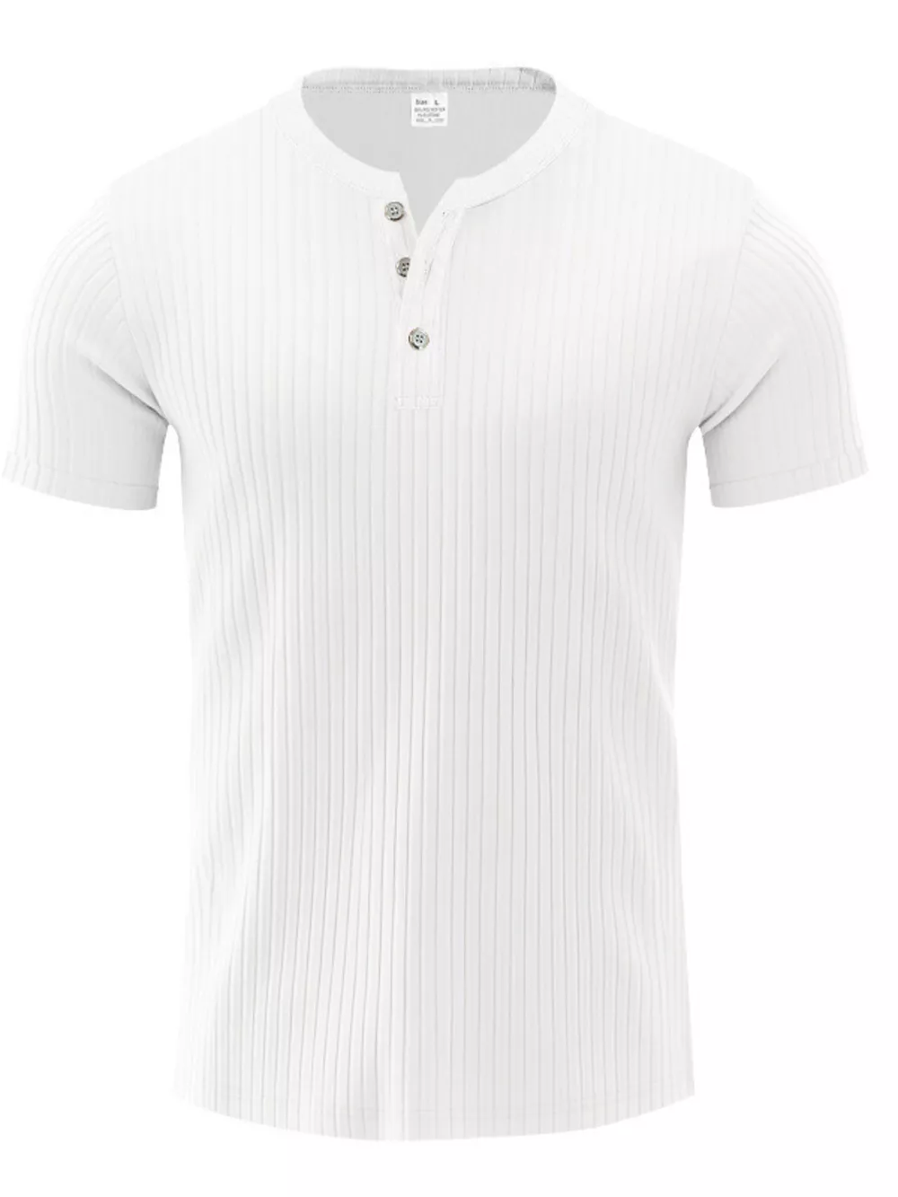 Men's Full Size Casual Ribbed Henley T-Shirt Plus Size, image 13