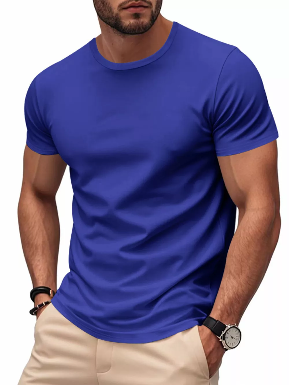 Men's Full Size Round Neck Short Sleeve Active T-Shirt Plus Size, image 2