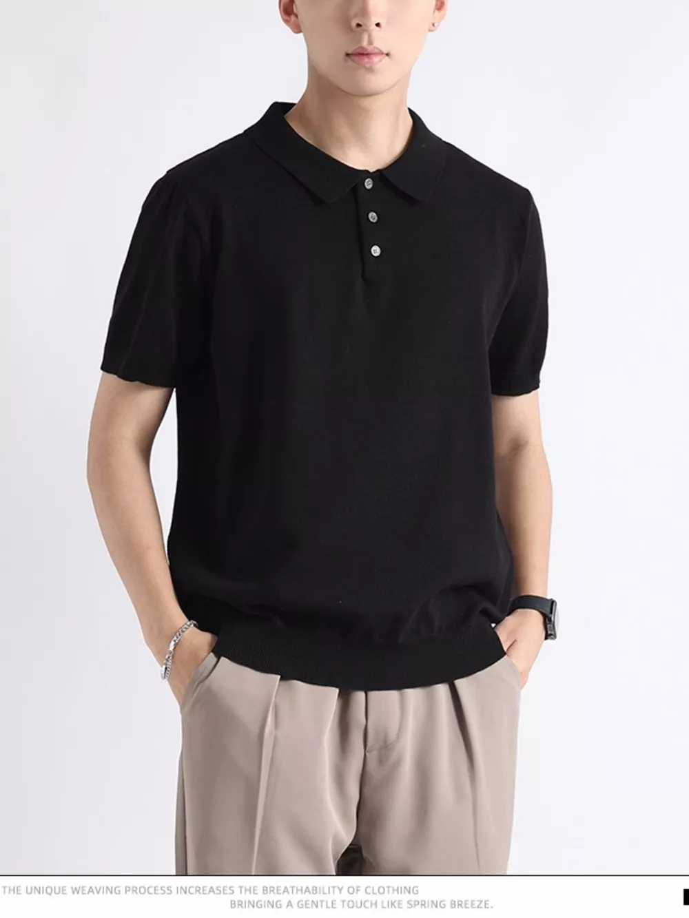 Men's Plus Size Button Detail Short-Sleeve Polo, image 6