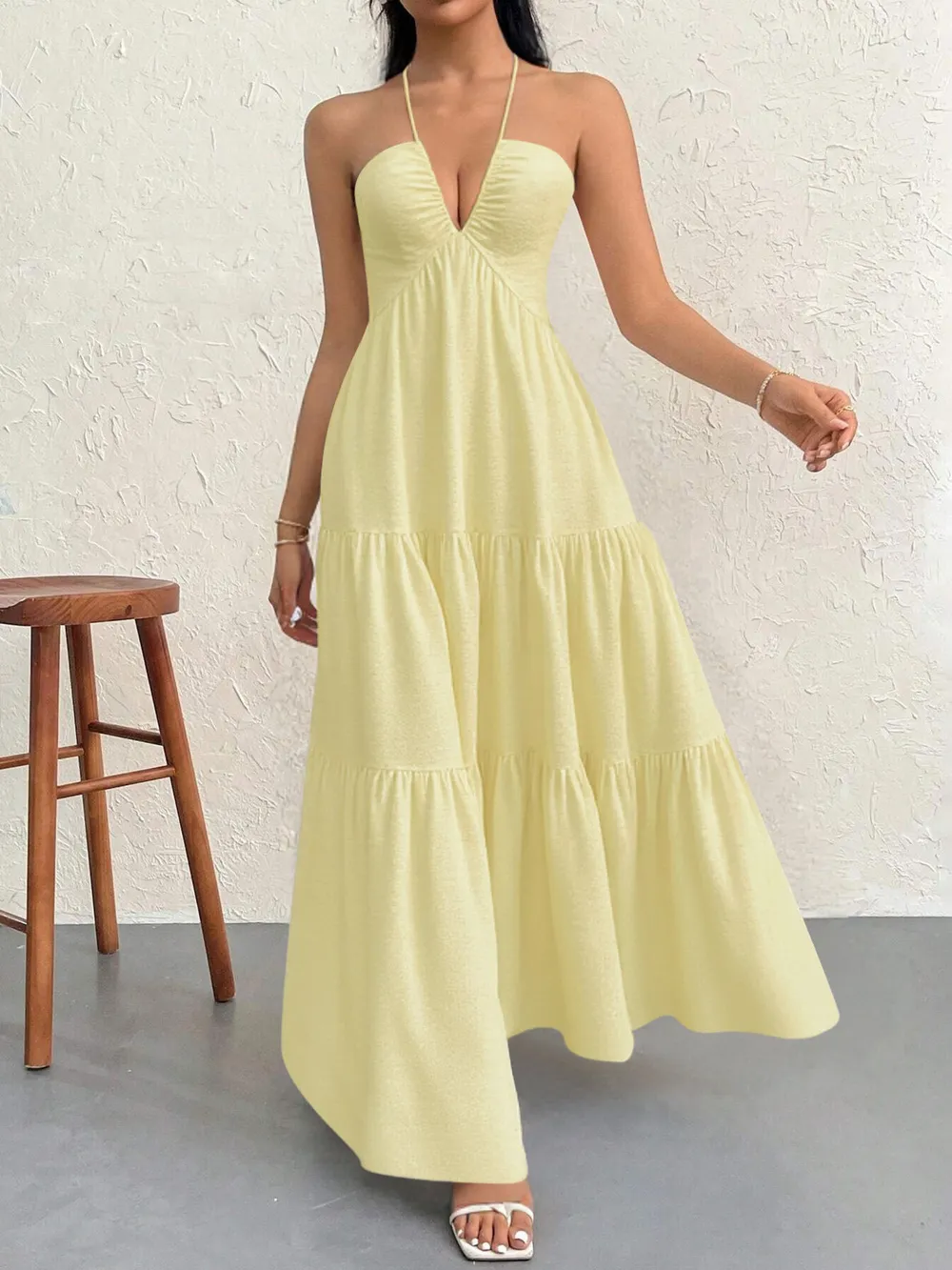 Halter Neck Tiered Maxi Dress, image 9