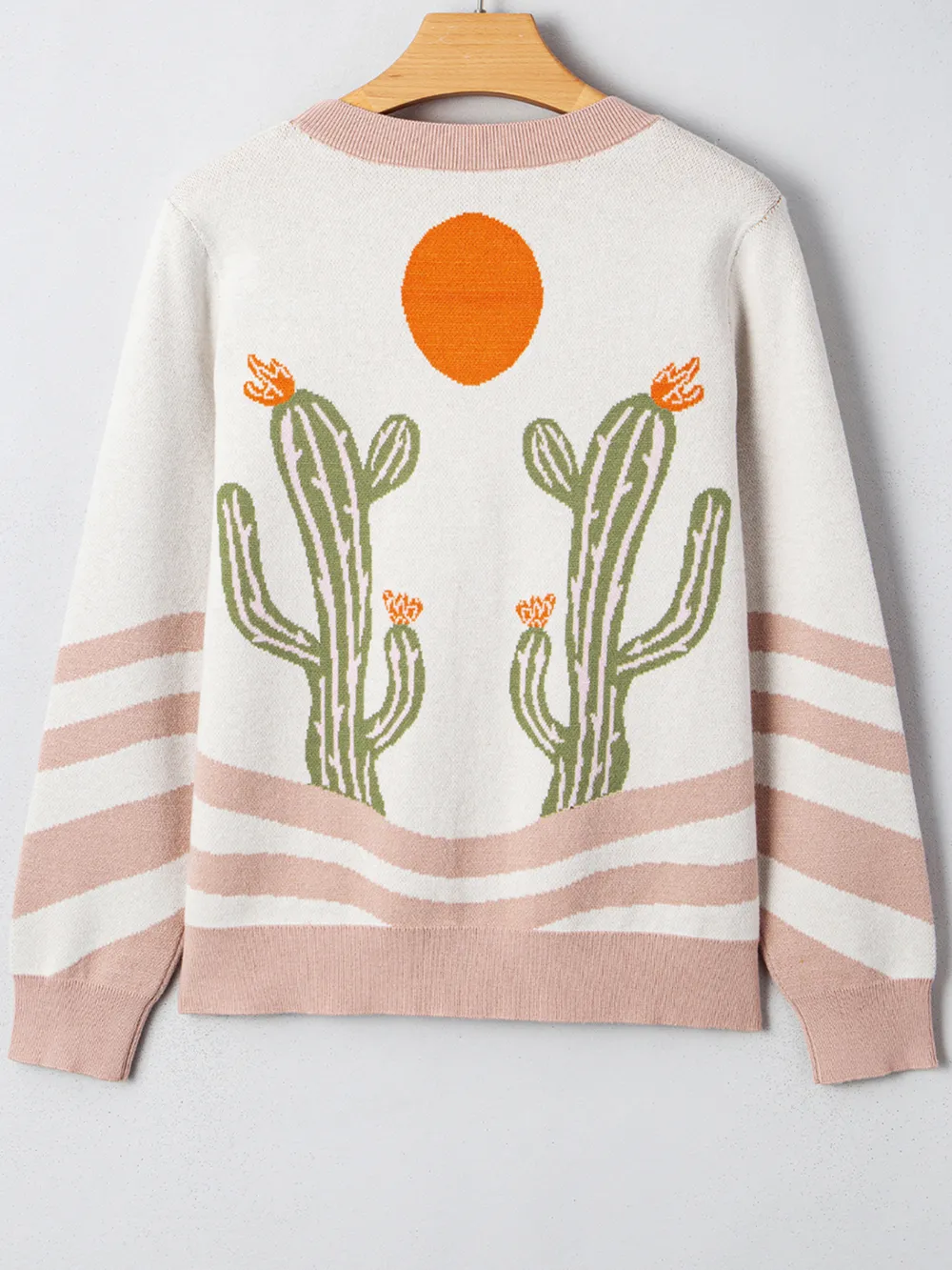 Desert Cactus Buttoned Front Sweater Cardigan, image 4