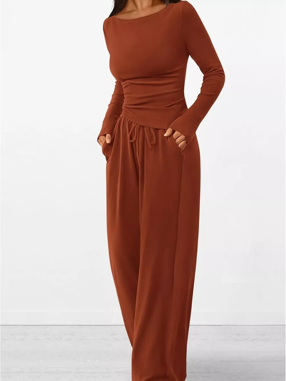 Long Sleeve Top and Wide Leg Pants Set, image 17