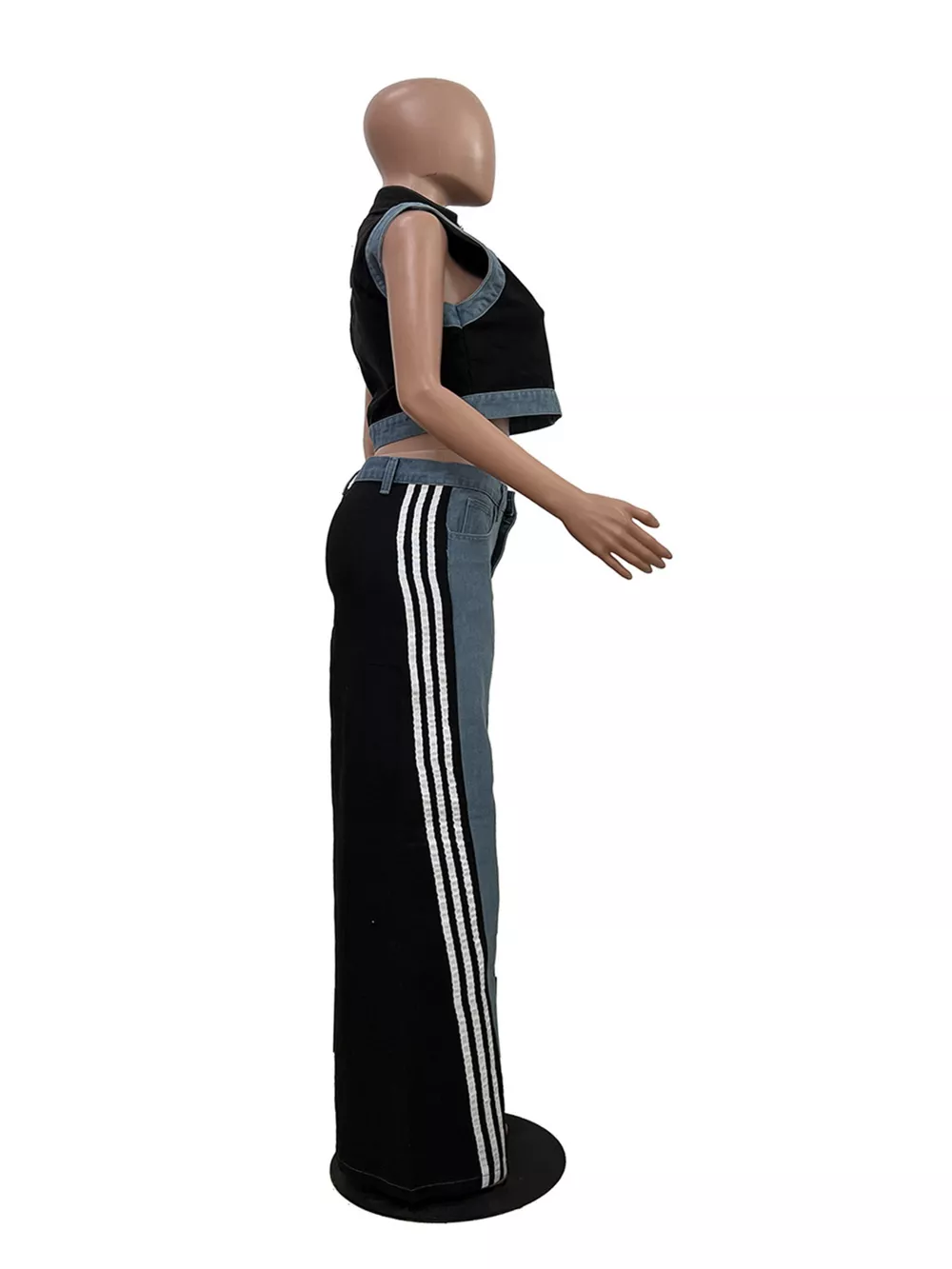 Zip Front Crop Top and Striped Pants Set, image 21