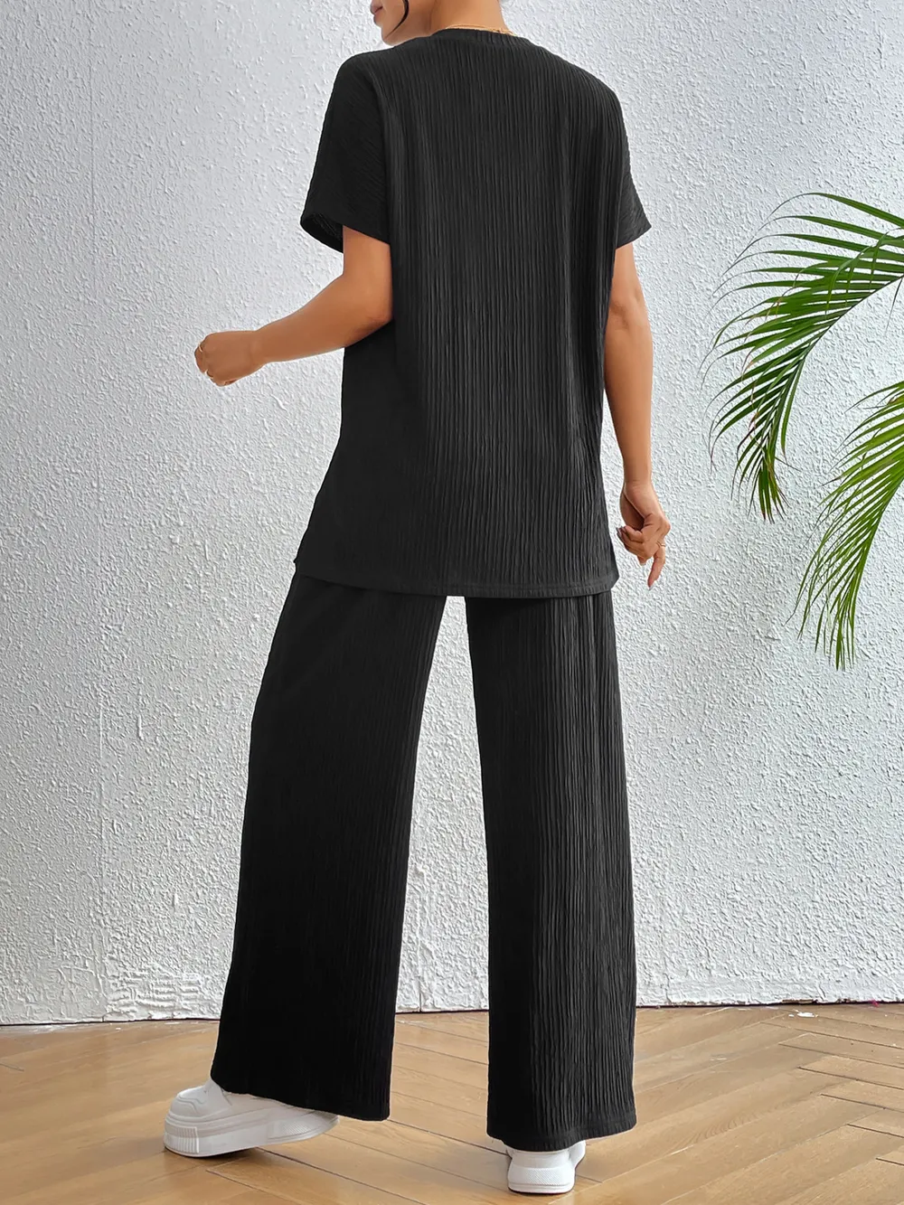 V-Neck Short Sleeve Top and Pants Set, image 7