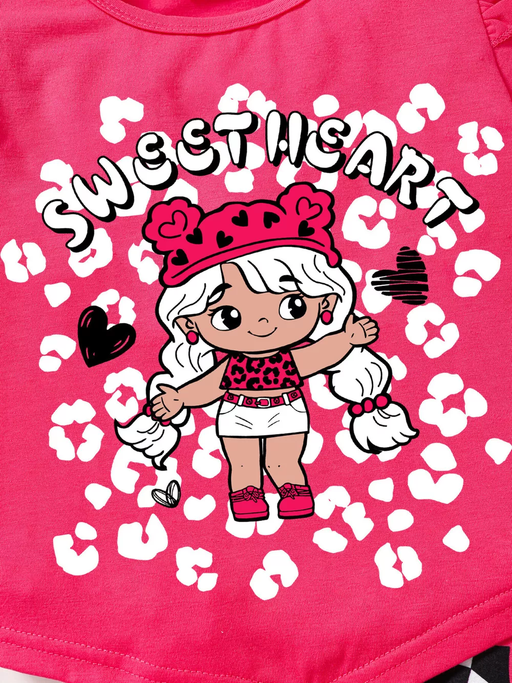 Children's Ruffled Short Sleeve Tee and Checkerboard Shorts Set, image 6