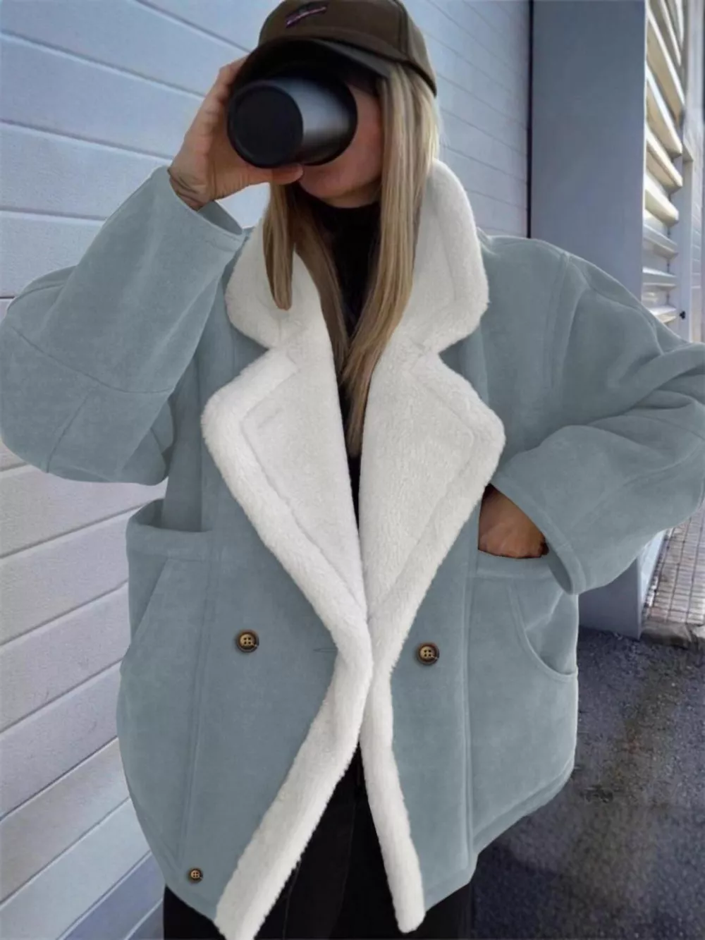 Plush Lined Dropped Shoulder Outerwear, image 2