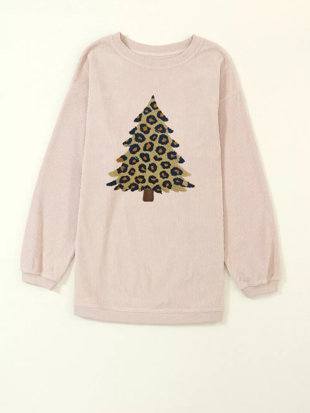 Leopard Christmas Tree Graphic Corded Sweatshirt, image 3