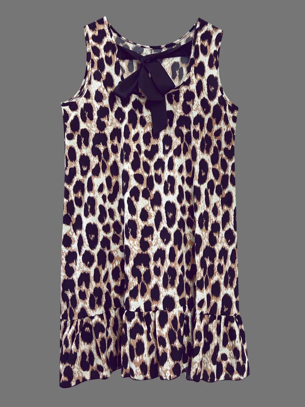 Ruffled Hem Leopard Sleeveless Dress, image 5