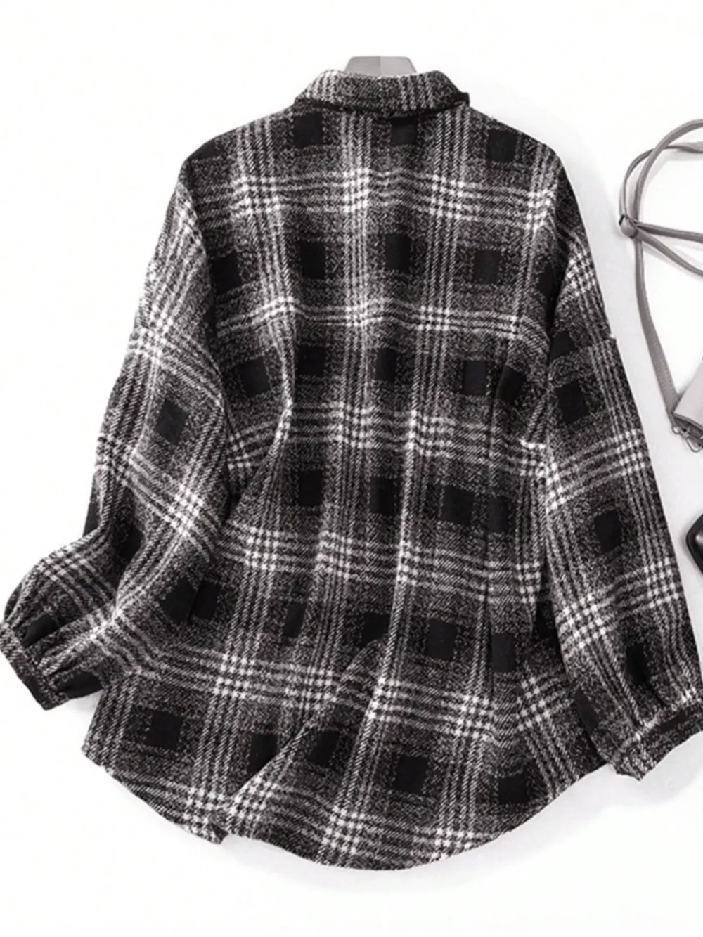 Plaid Button Up Long Sleeve Shacket, image 9