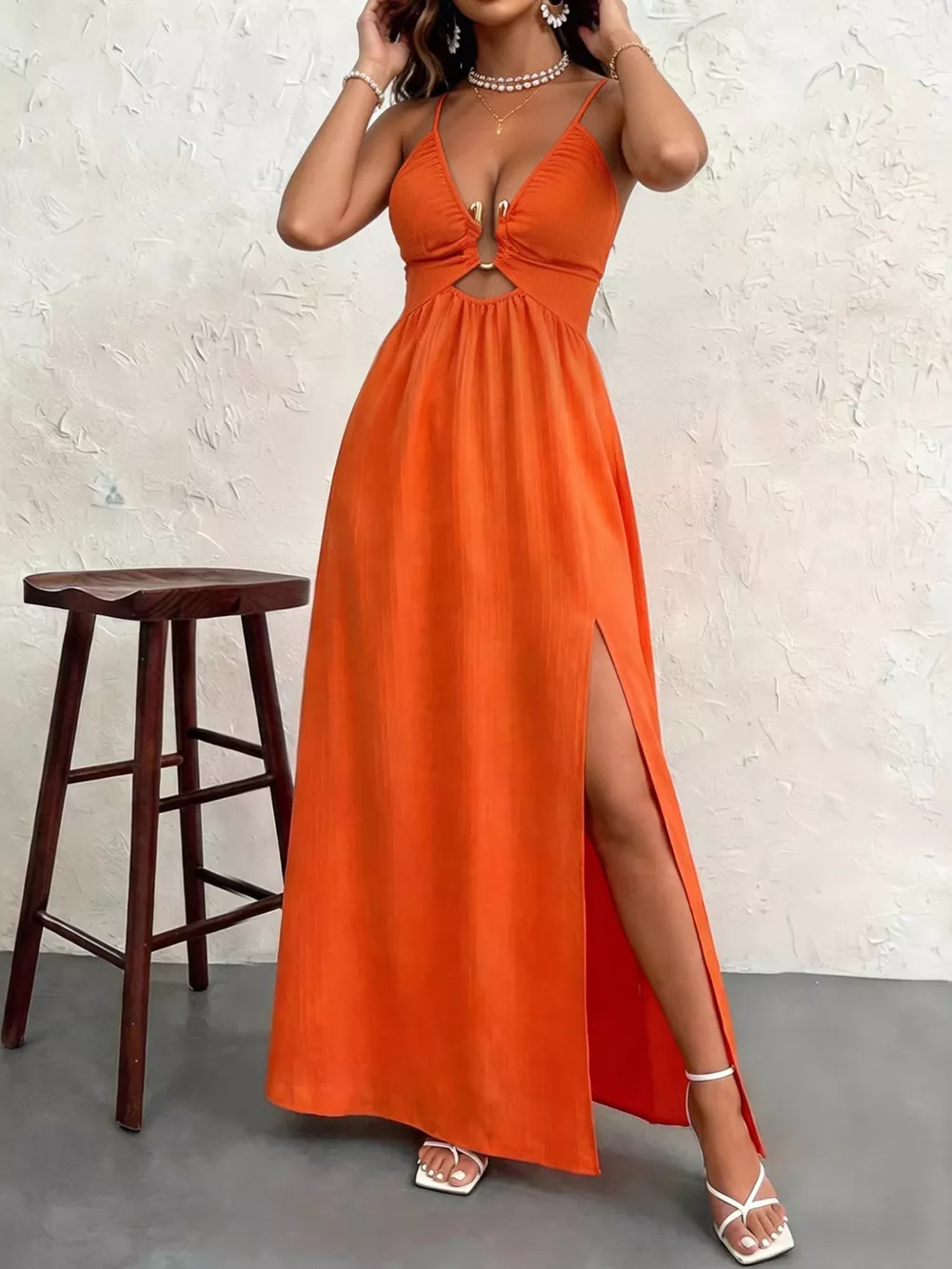 Cutout Front Slit Maxi Dress, image 2