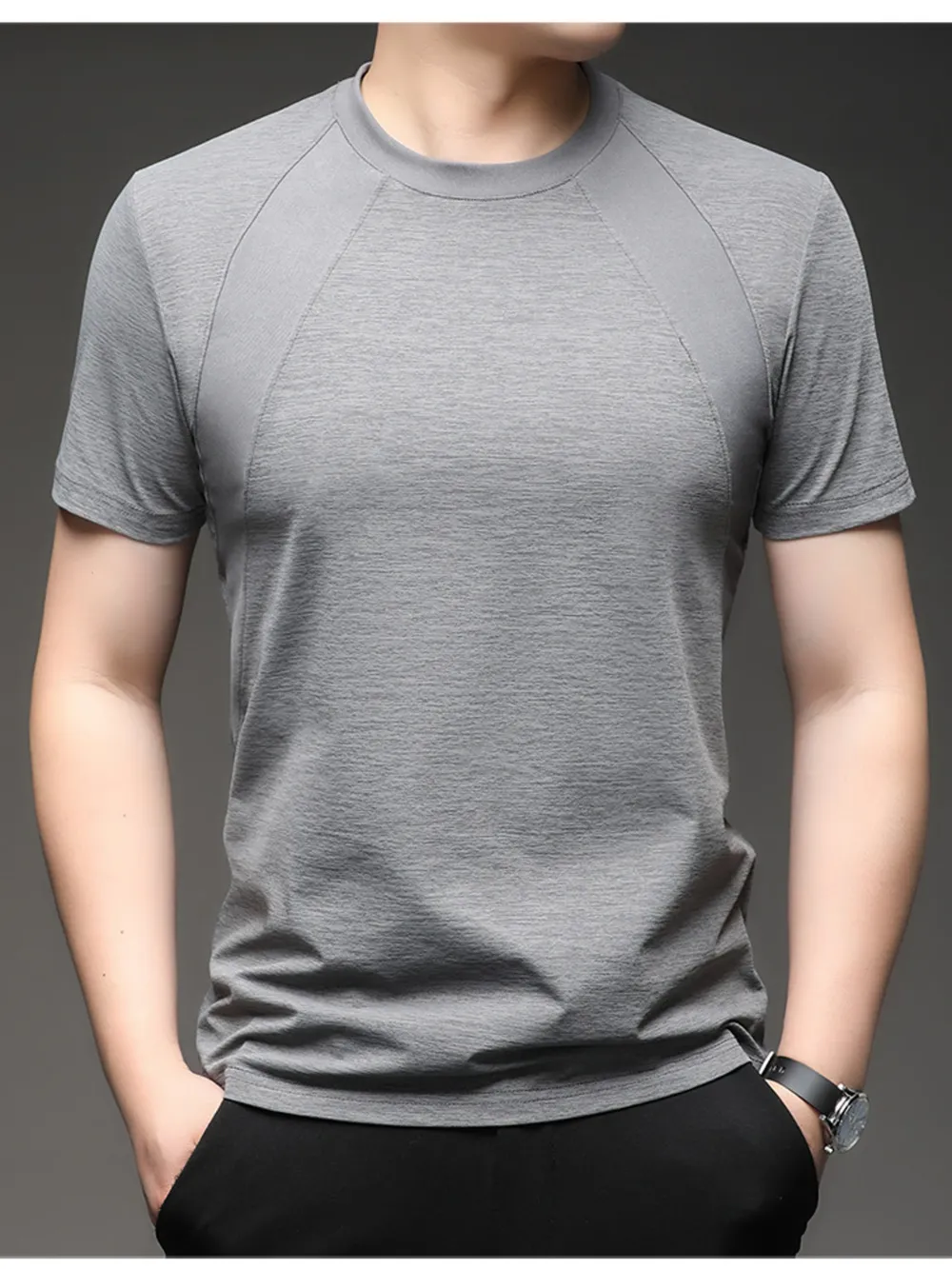 Men's Plus Size Round Neck Short Sleeve T-Shirt, image 3