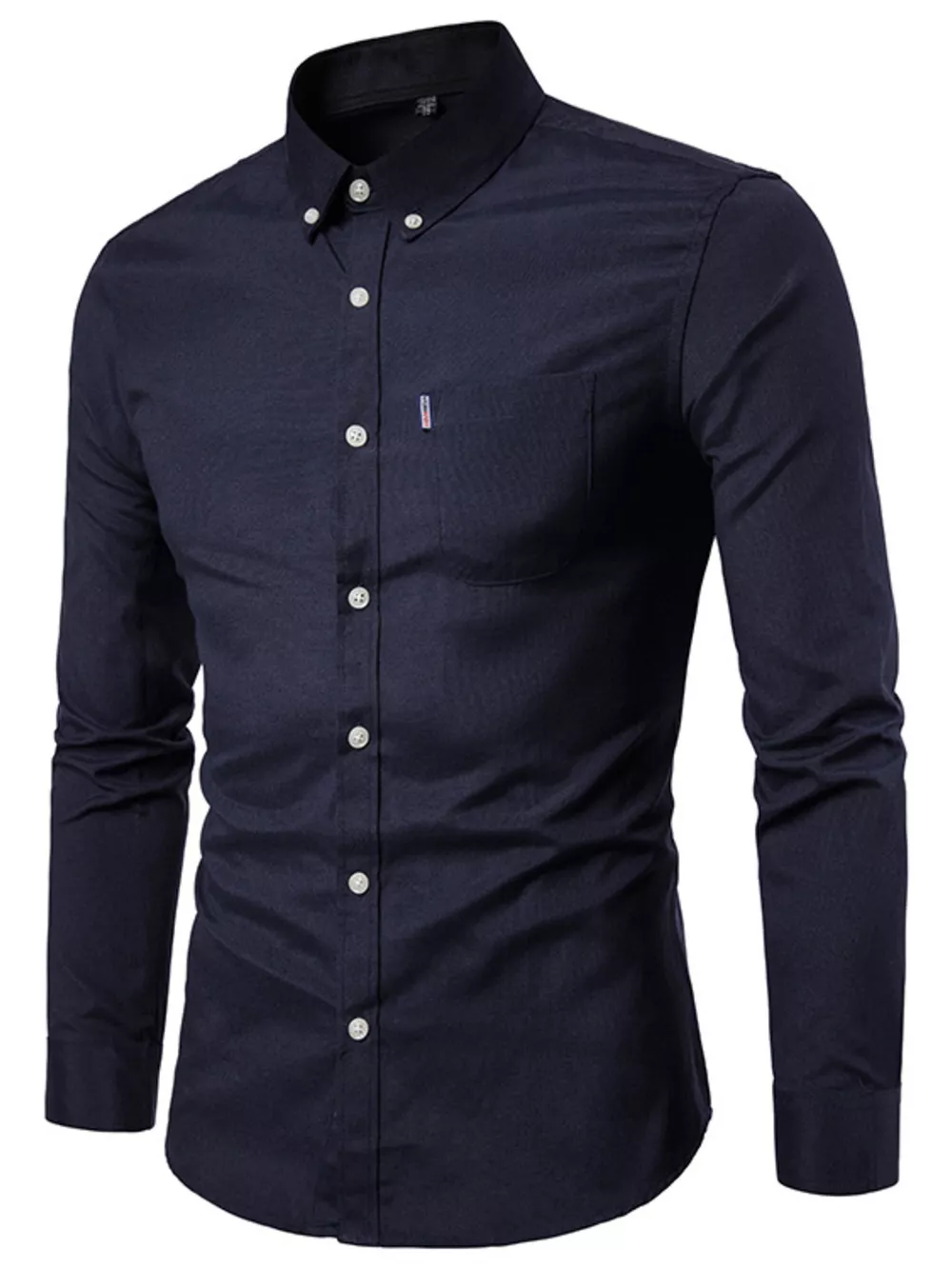 Men's Plus Size Slim Fit Long Sleeve Button-Down Shirt
