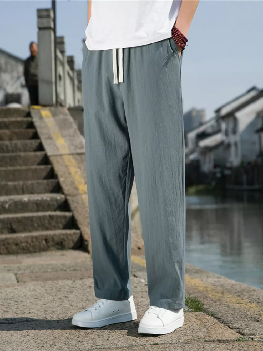 Men's Plus Size Loose Fit Drawstring Casual Pants, image 2