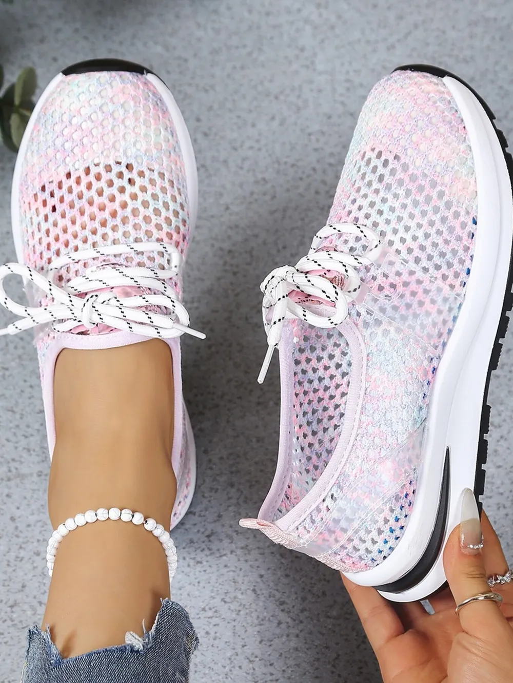 Mesh Breathable Lace Up Athletic, image 2