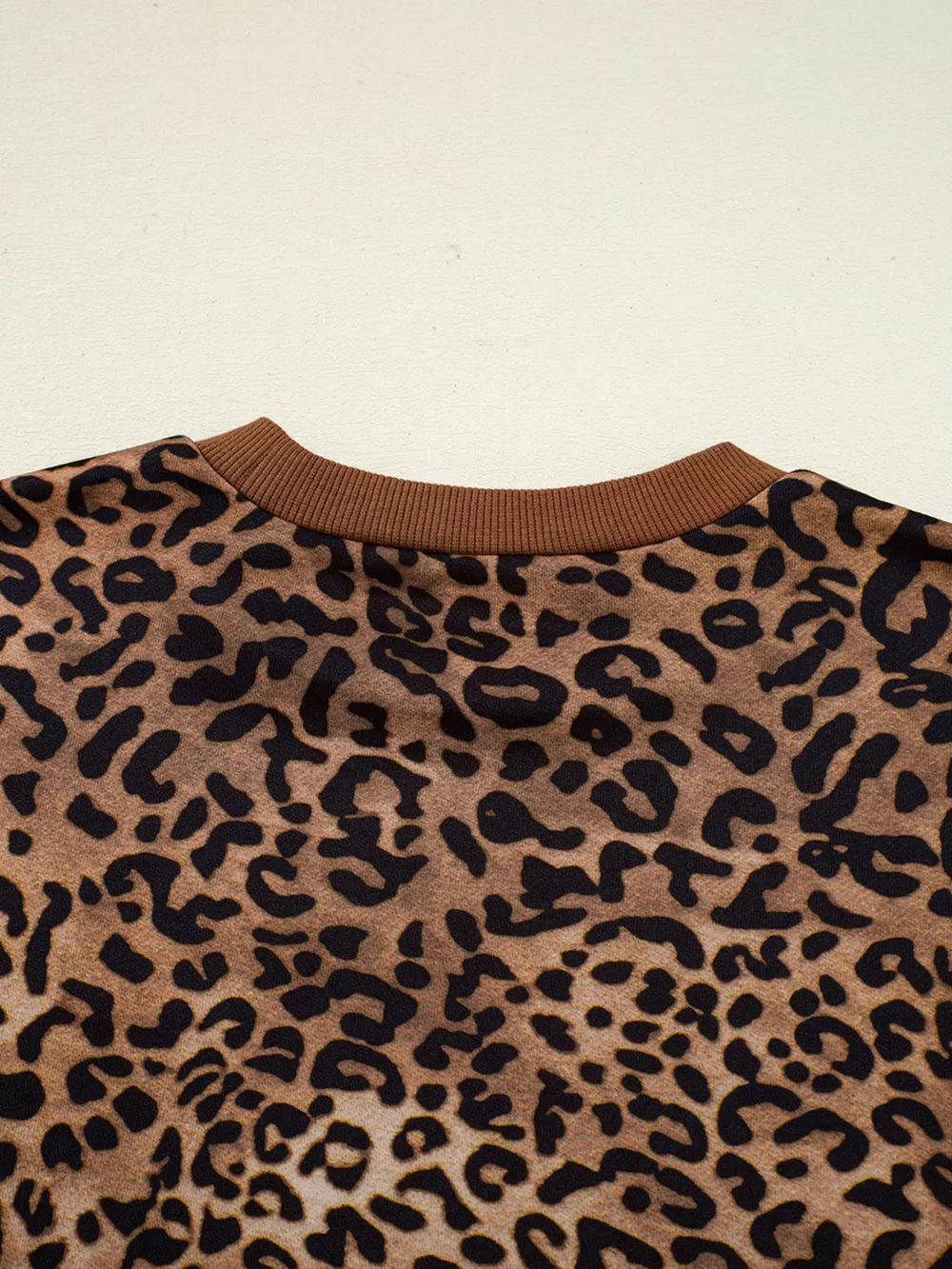 Leopard Print Contrast Trim Long Sleeve Top and Pants Set, image 8