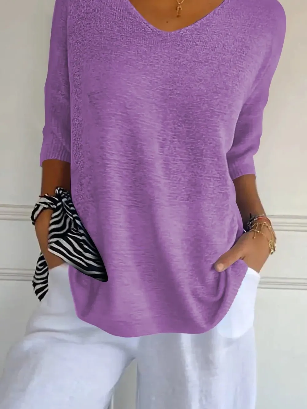 Full Size Relaxed Fit Ribbed Hem Sweater Plus Size, image 15