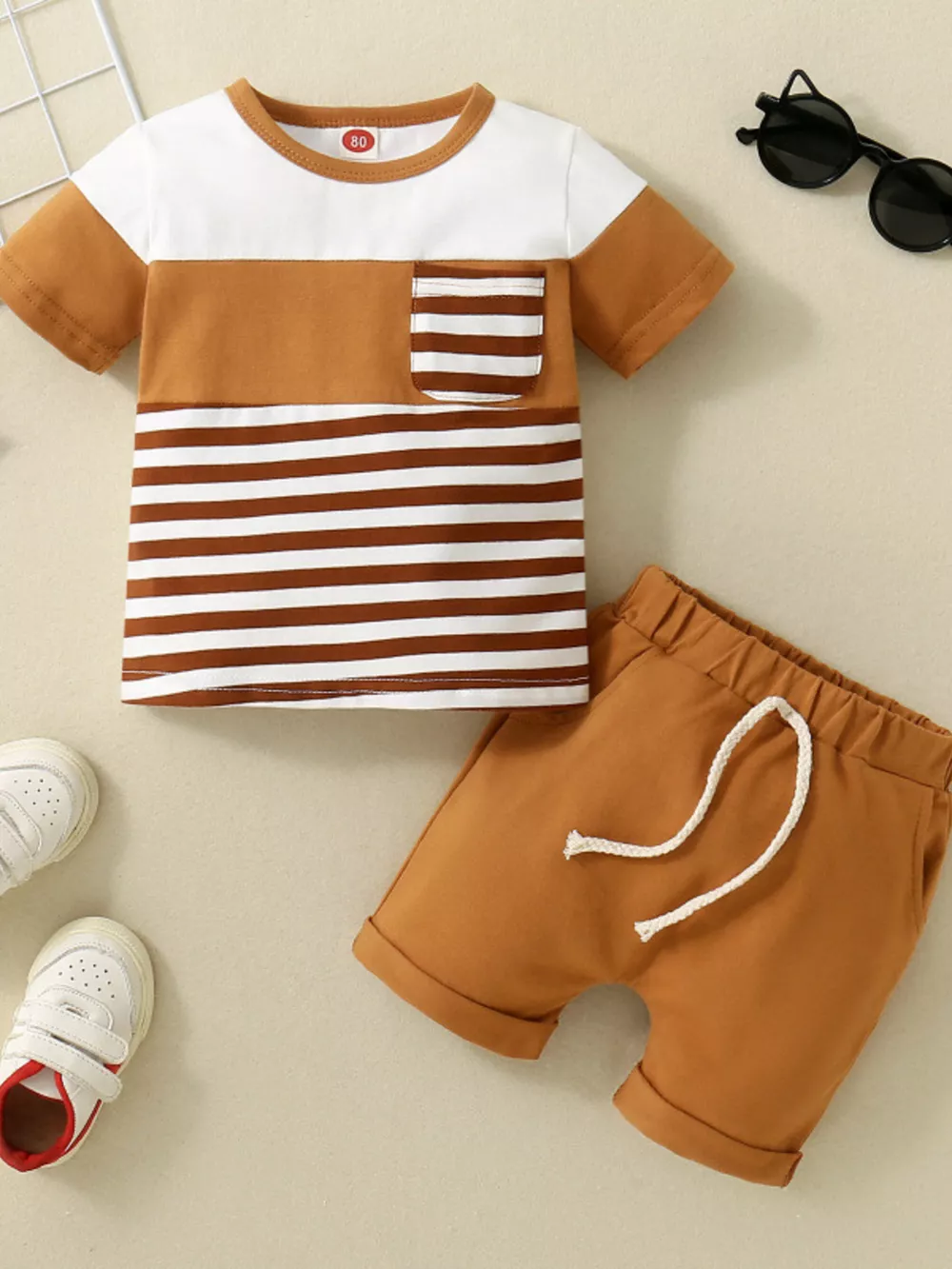 Children's Striped T-shirt and Shorts Set, image 6