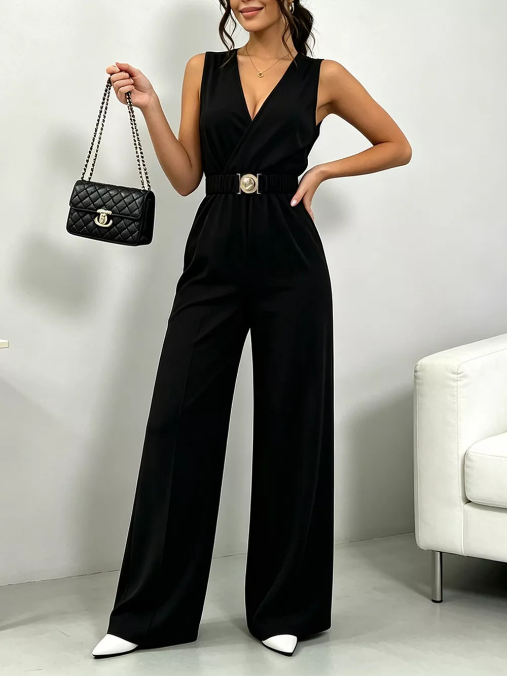 Sleeveless Wide Leg Jumpsuit