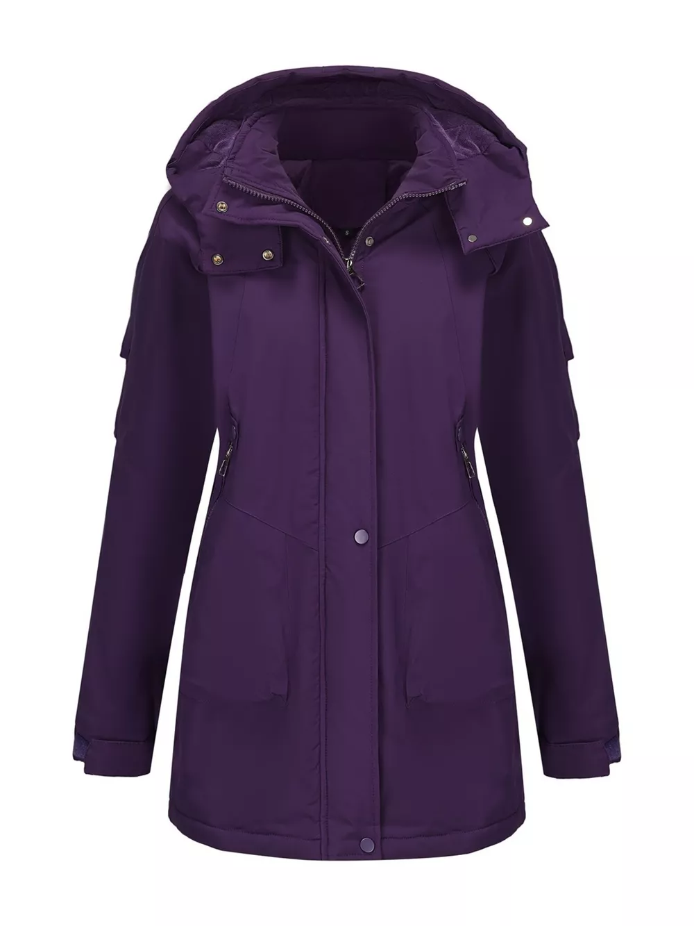 Full Size Hooded Mid-Length Windproof Outerwear Plus Size, image 8