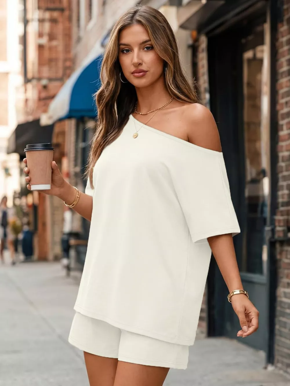 Full Size Boat Neck Tee and Shorts Set Plus Size, image 29