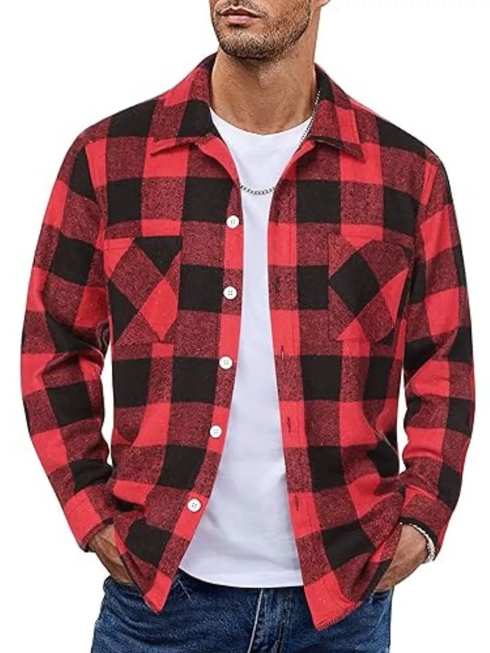 Men's Full Size Casual Plaid Button Up Shirt Plus Size, image 6