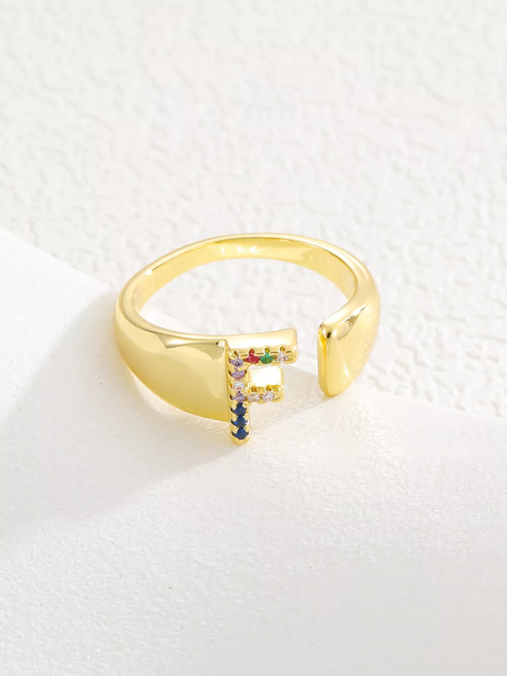 18K Gold-Plated Zircon Letter Ring, image 8