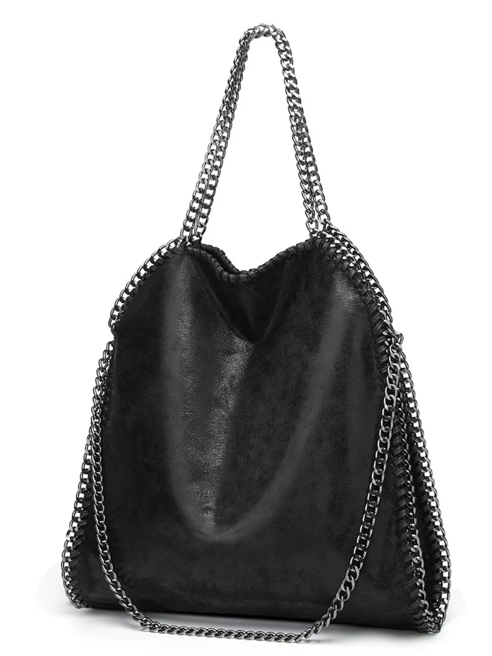 Chain-Trimmed PU Leather Shoulder Bag, image 4