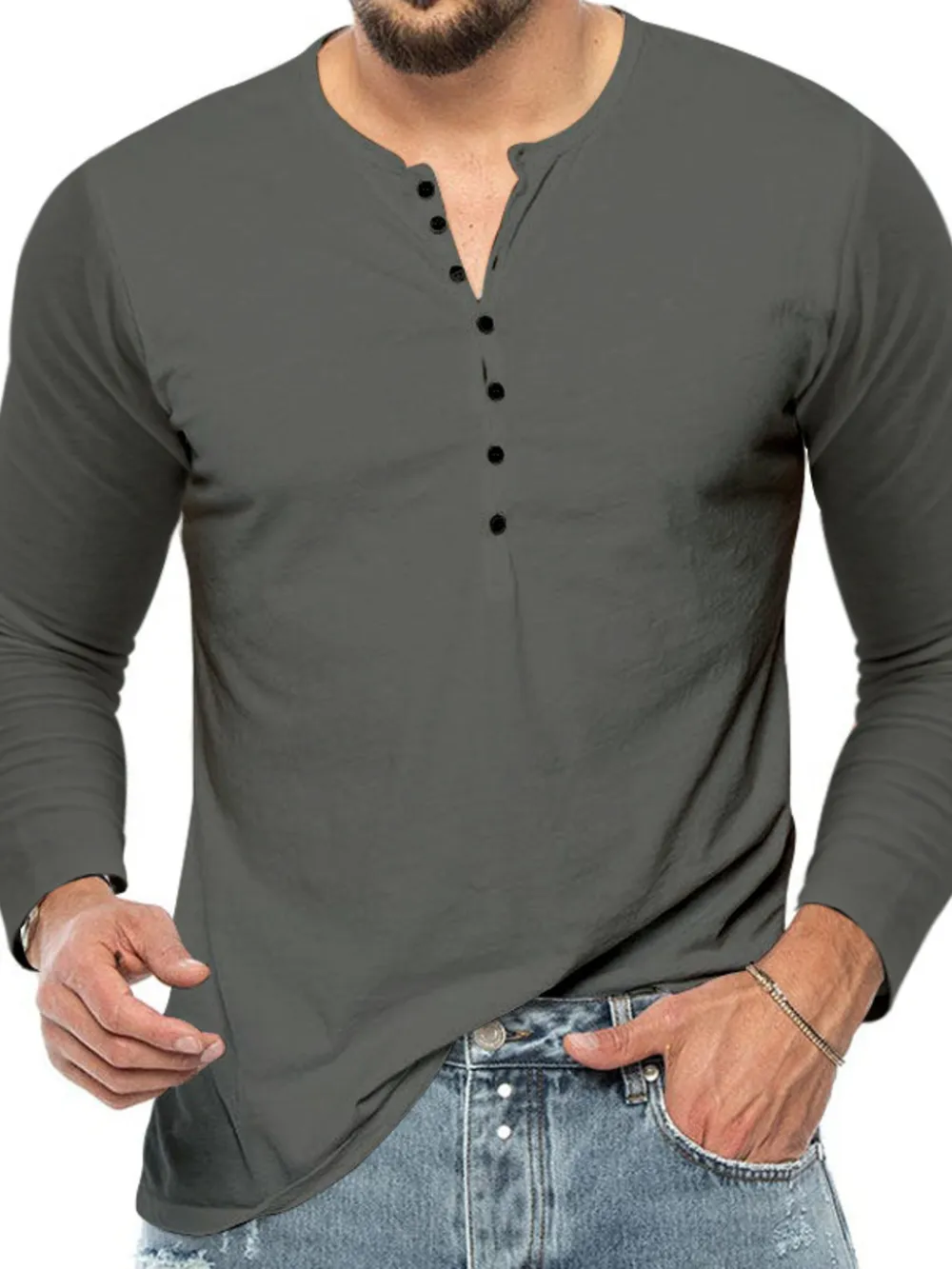Men's Plus Size Button Detail Short Sleeve T-Shirt, image 6