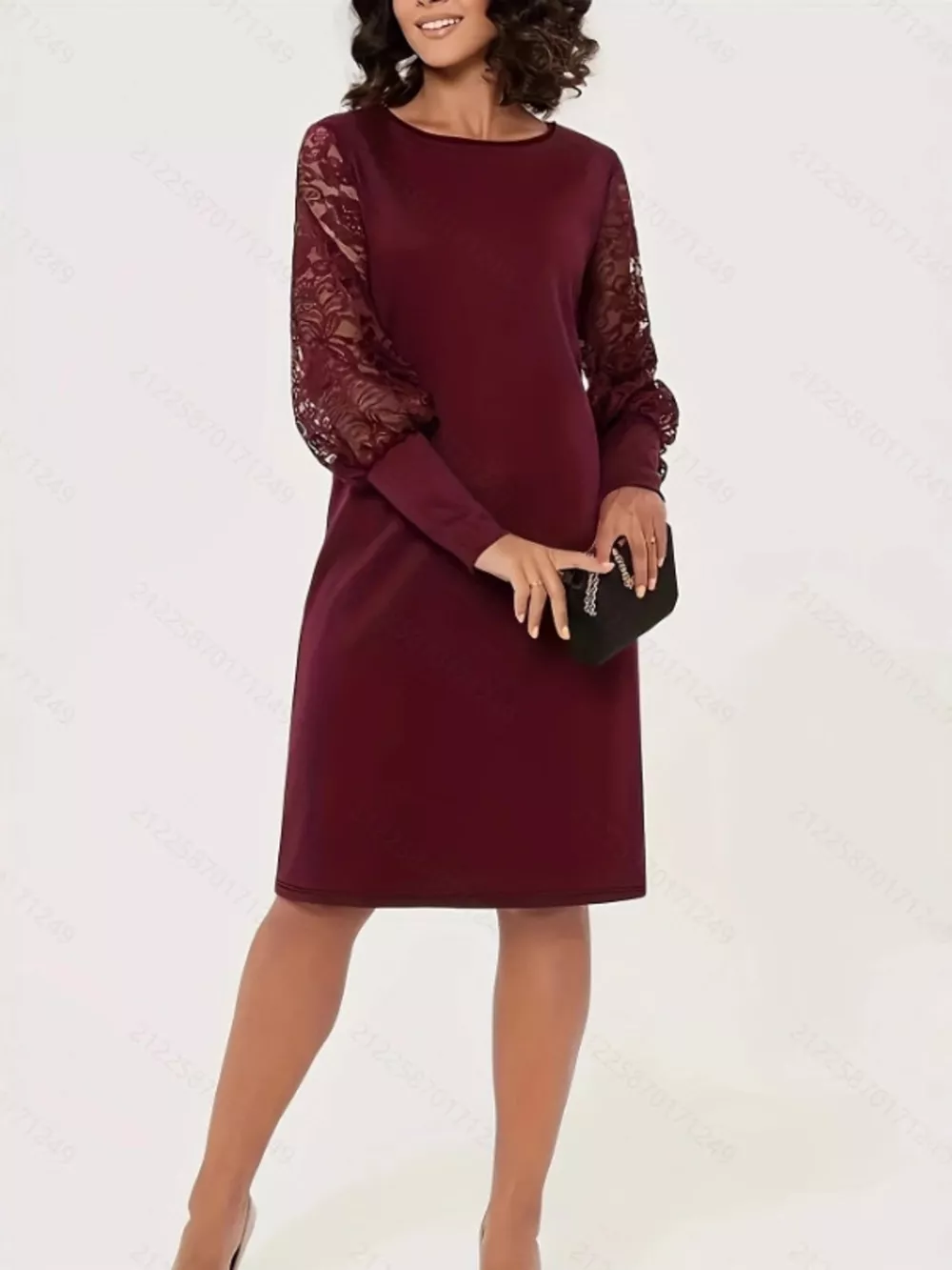 Lace Lantern Sleeve Dress, image 7