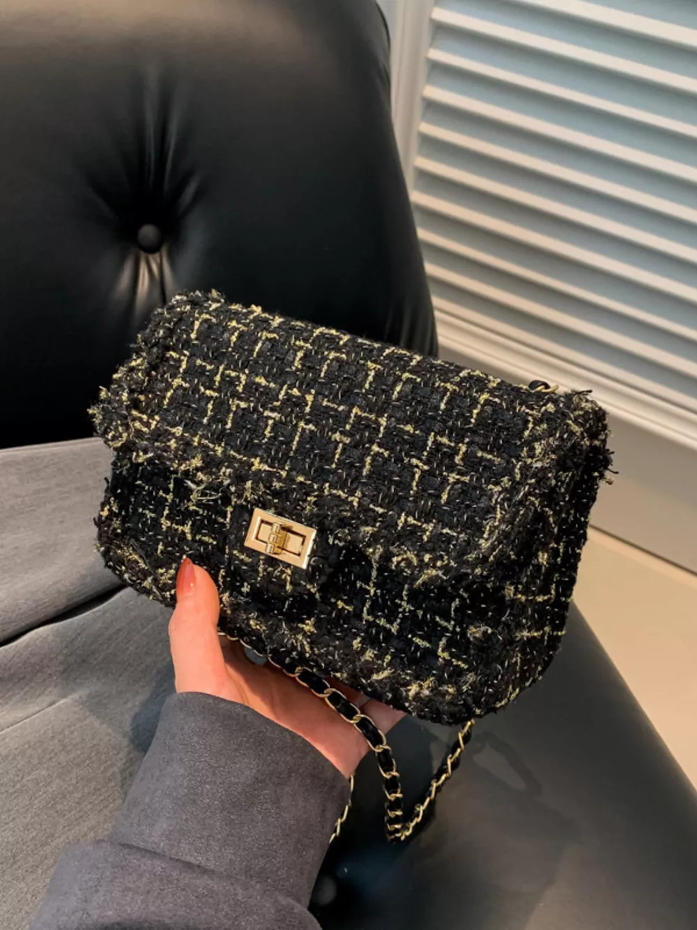 Tweed Flap Crossbody Bag, image 3