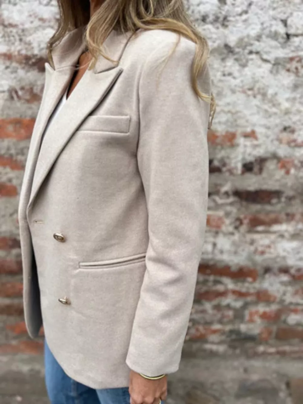 Full Size Double Breasted Long Sleeve Blazer Plus Size, image 2