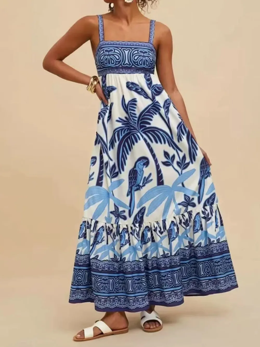 Tropical Print Maxi Cami Dress