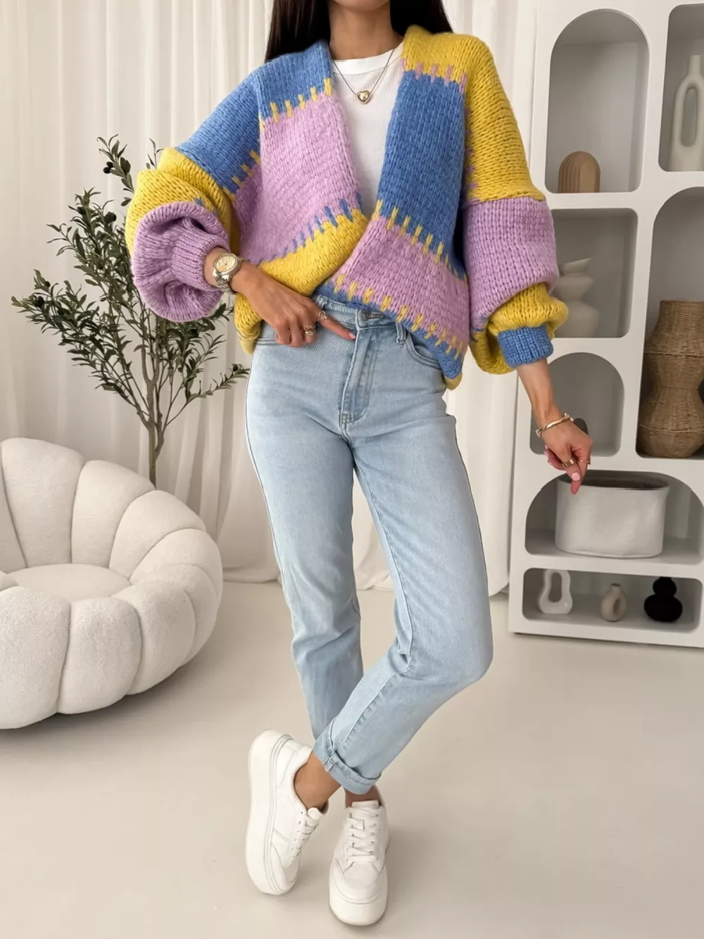 Color Block Open Front Cardigan, image 6