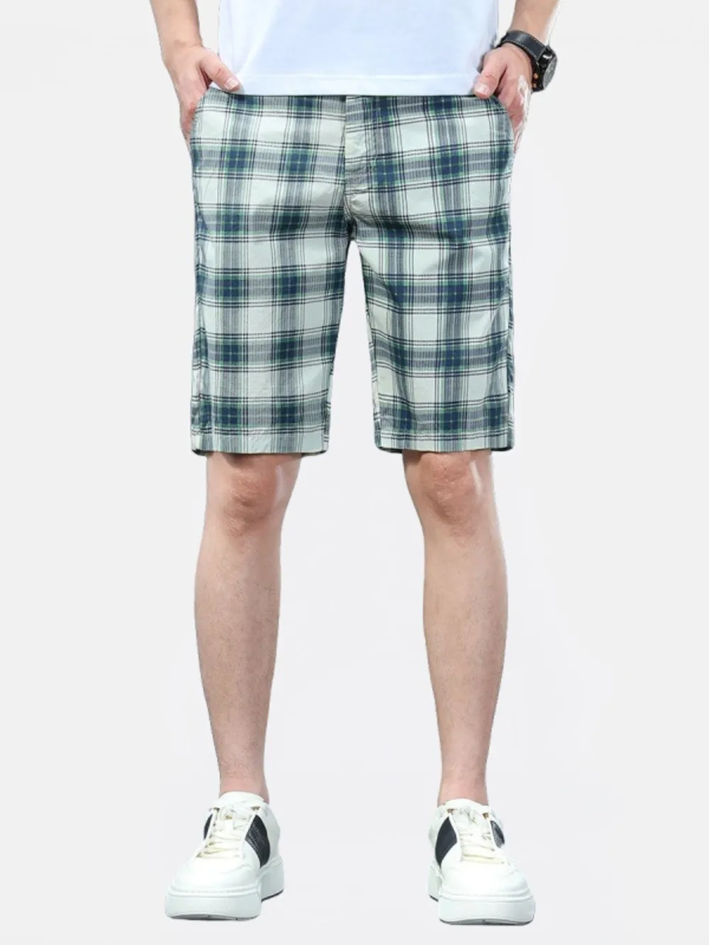 Men's Plaid Shorts with Pockets, image 2