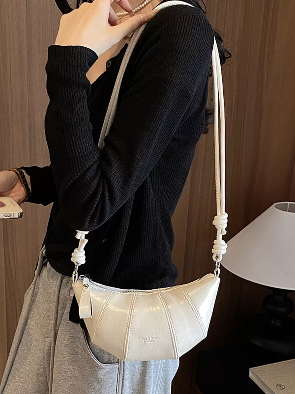 PU Leather Crescent Crossbody Bag, image 3