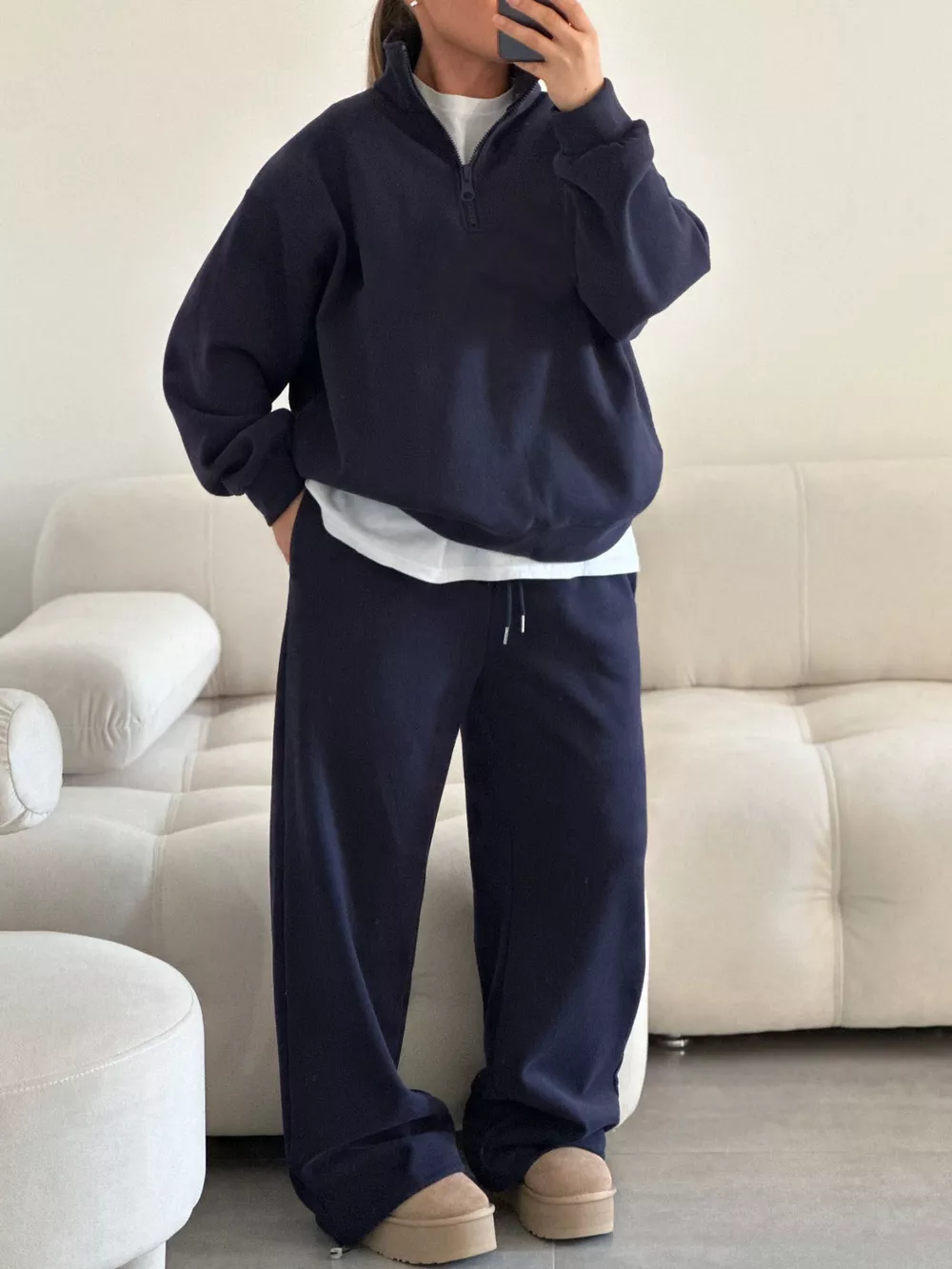 Quarter-Zip Top and Wide-Leg Sweatpants Set, image 23