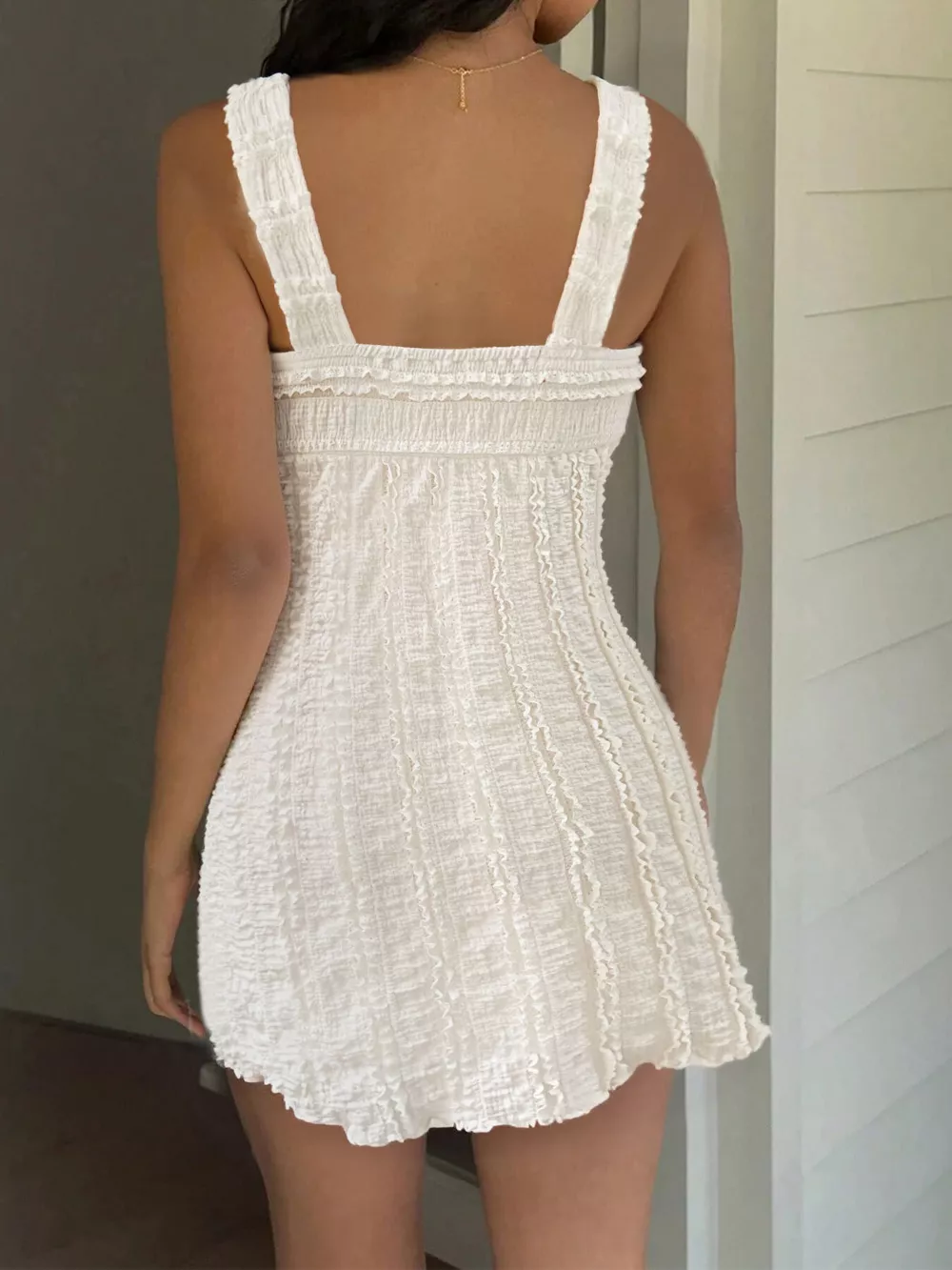 Textured Sweetheart Neck Mini Dress, image 2