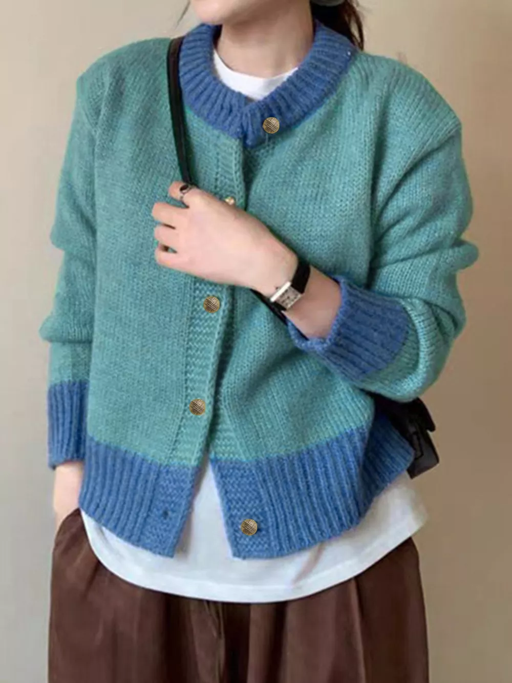 Color Block Button Up Cardigan, image 7
