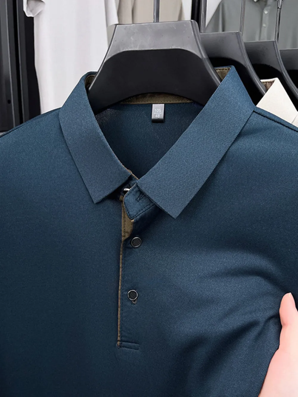 Men's Plus Size Button Detail Short Sleeve Polo, image 9