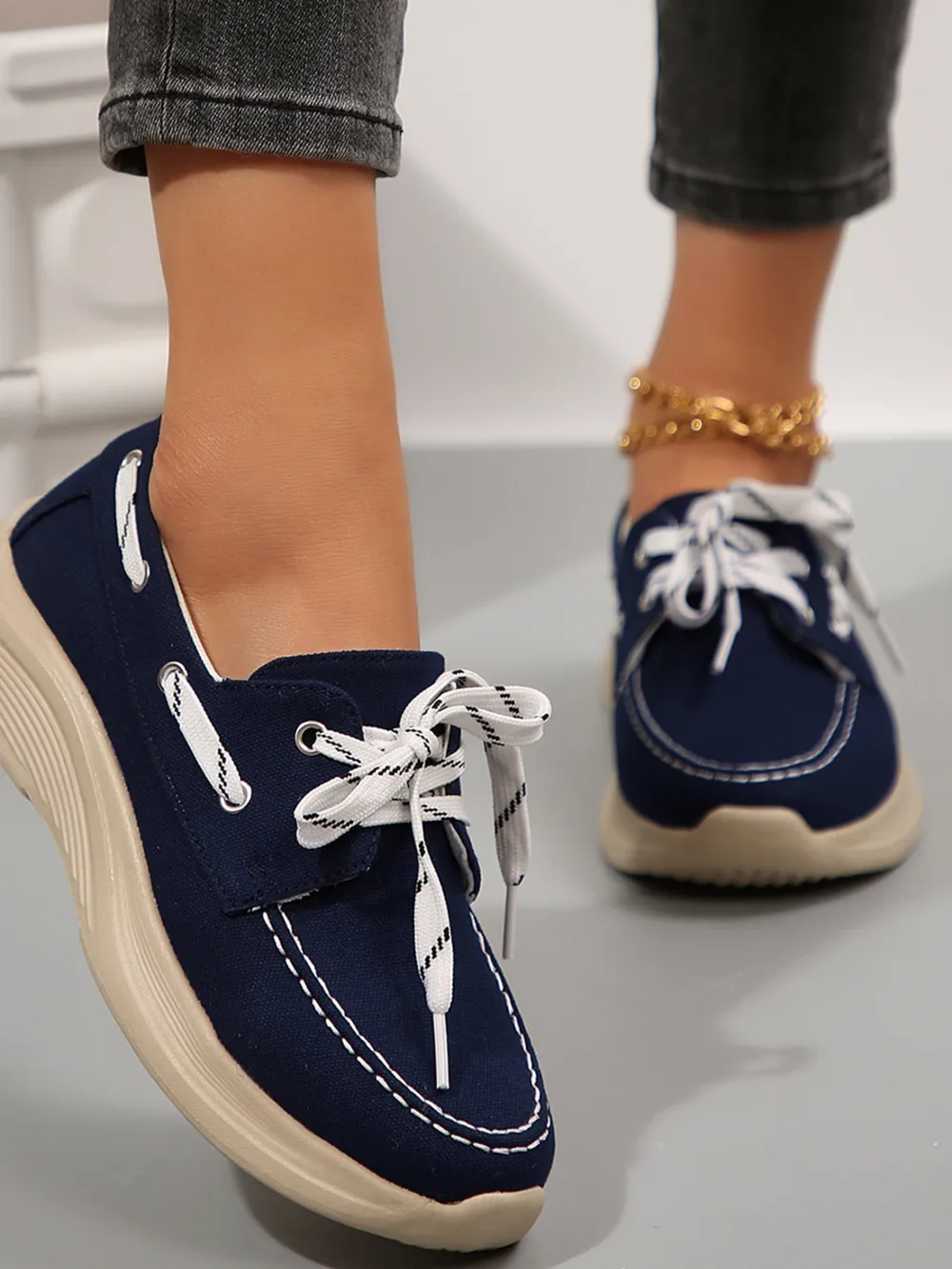 Lace Up Round Toe Sneakers, image 4