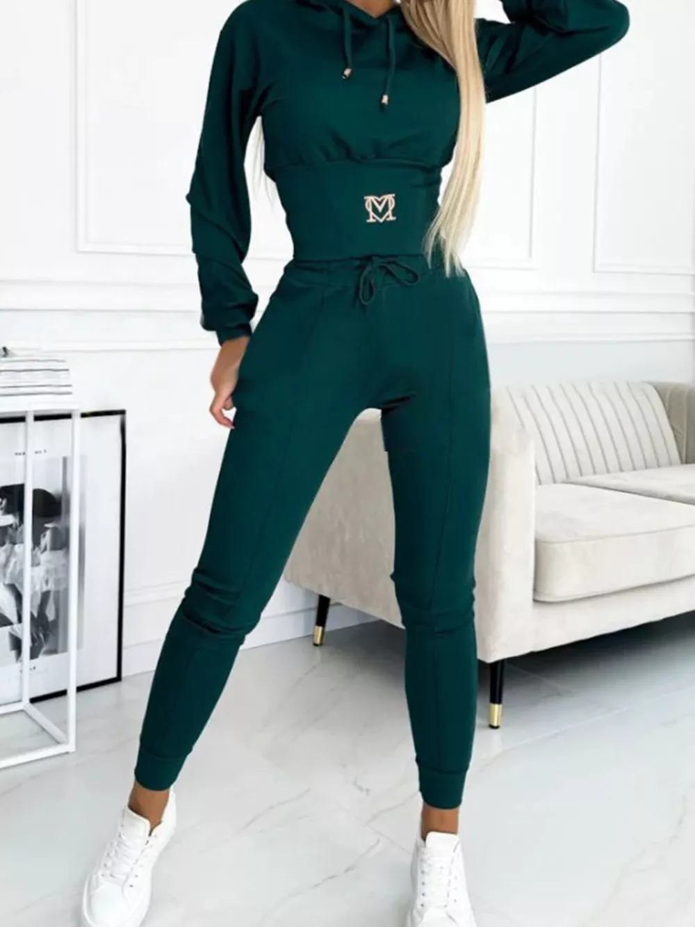 Full Size Drawstring Cropped Hoodie and Pants Set Plus Size, image 17