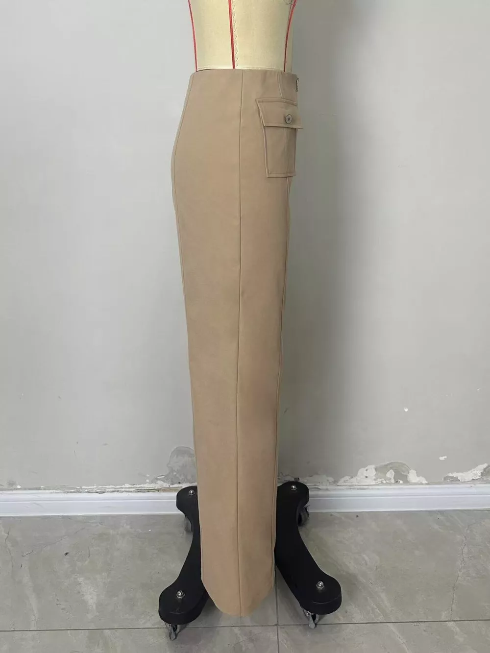 High-Waisted Wide-Leg Front Zip Pants, image 4