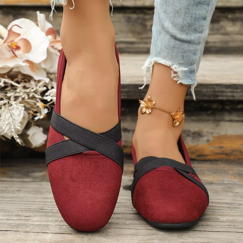 Suede Cross-Strap Slip-On Loafers, image 2