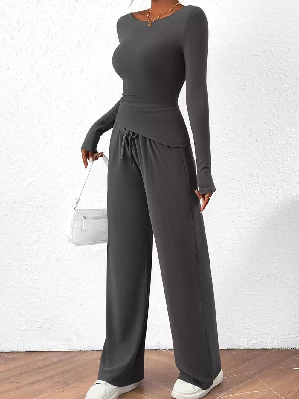 Long Sleeve Top and Wide Leg Pants Set, image 19