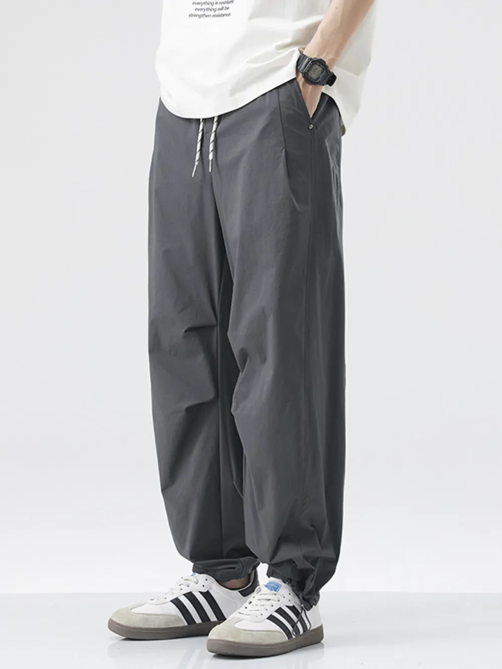 Men's Loose Fit Drawstring Cargo Pants, image 2