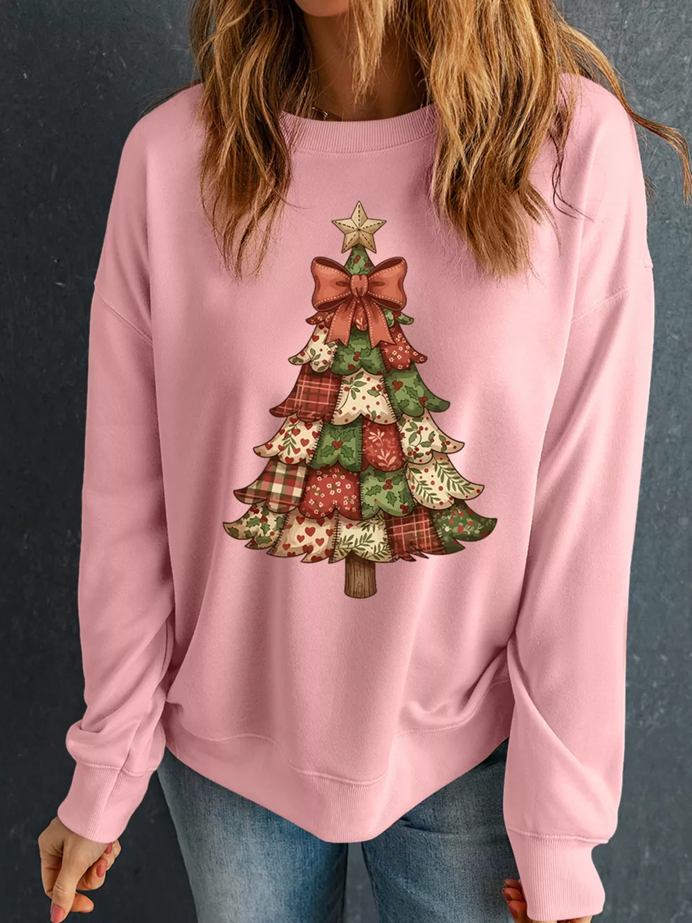 Christmas Tree Graphic Long Sleeve Sweatshirt, image 2